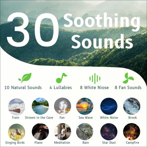 EasySleep - Appareil à bruit blanc - Détails 30 sons version effet bois